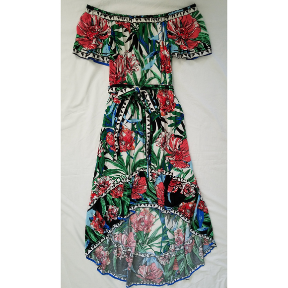Flying Tomato Sz S Classy Boho Green Floral High Low Maxi Dress NEW without TAG - Picture 8 of 10